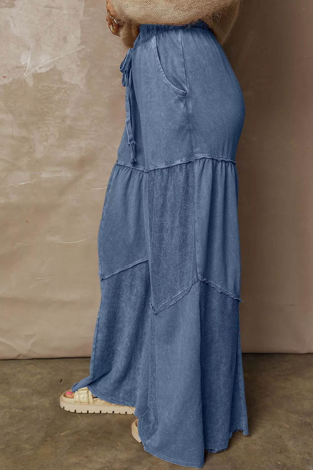 Tiered Wide Leg Washed Pants - Image 3