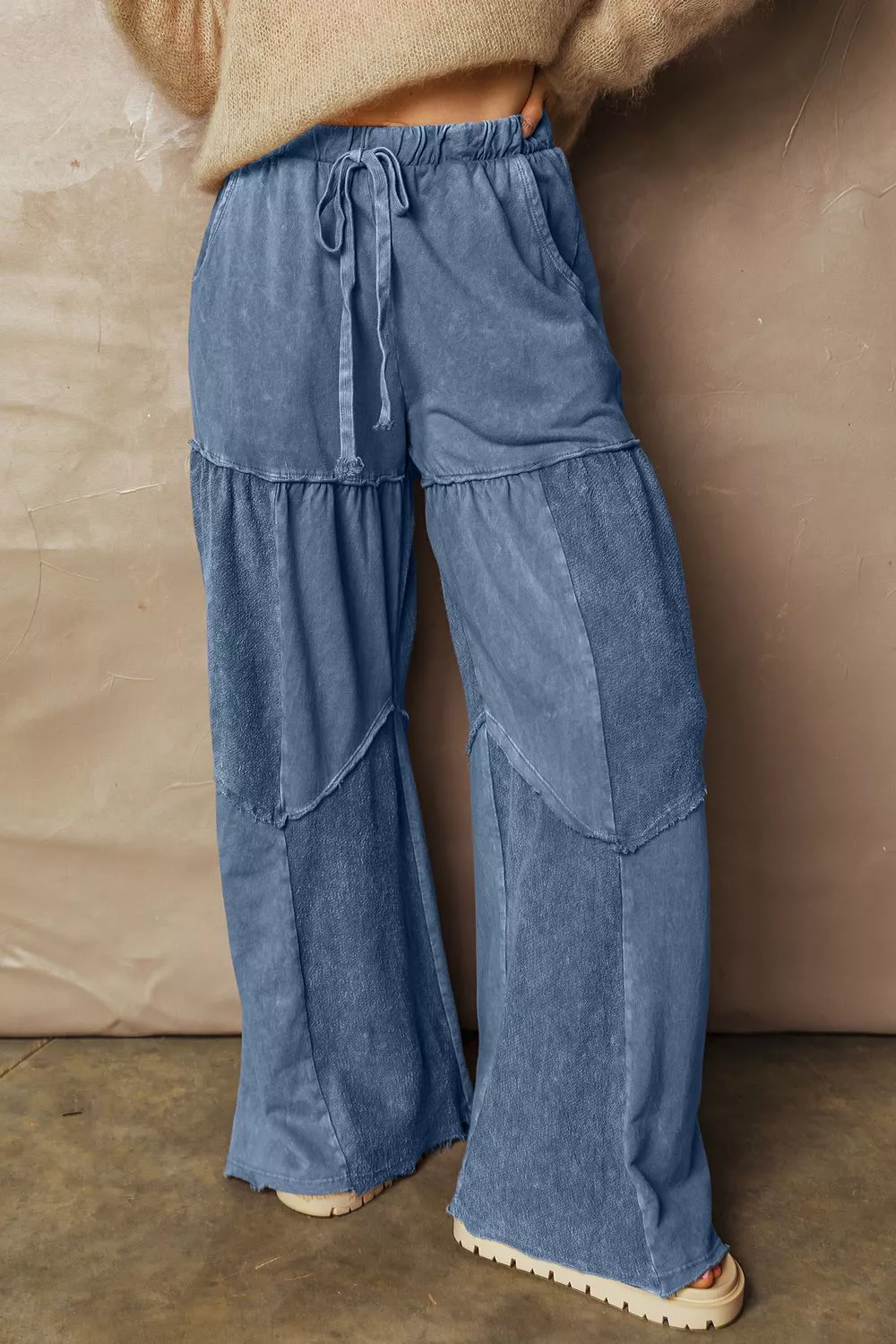 Tiered Wide Leg Washed Pants - Image 5