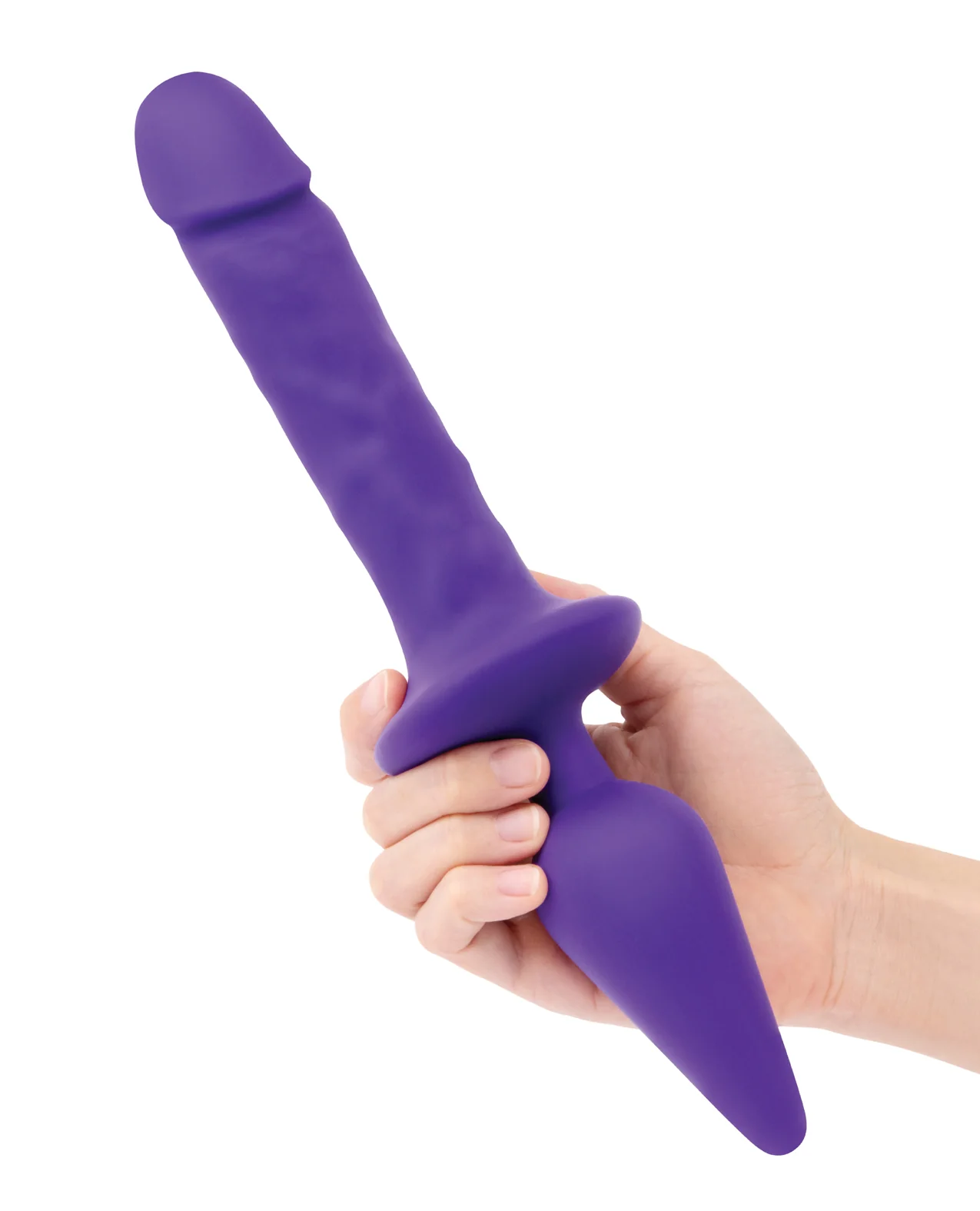 Together Double Pleasure 11" Double-Ended Dildo & Butt Plug - Purple - Image 4