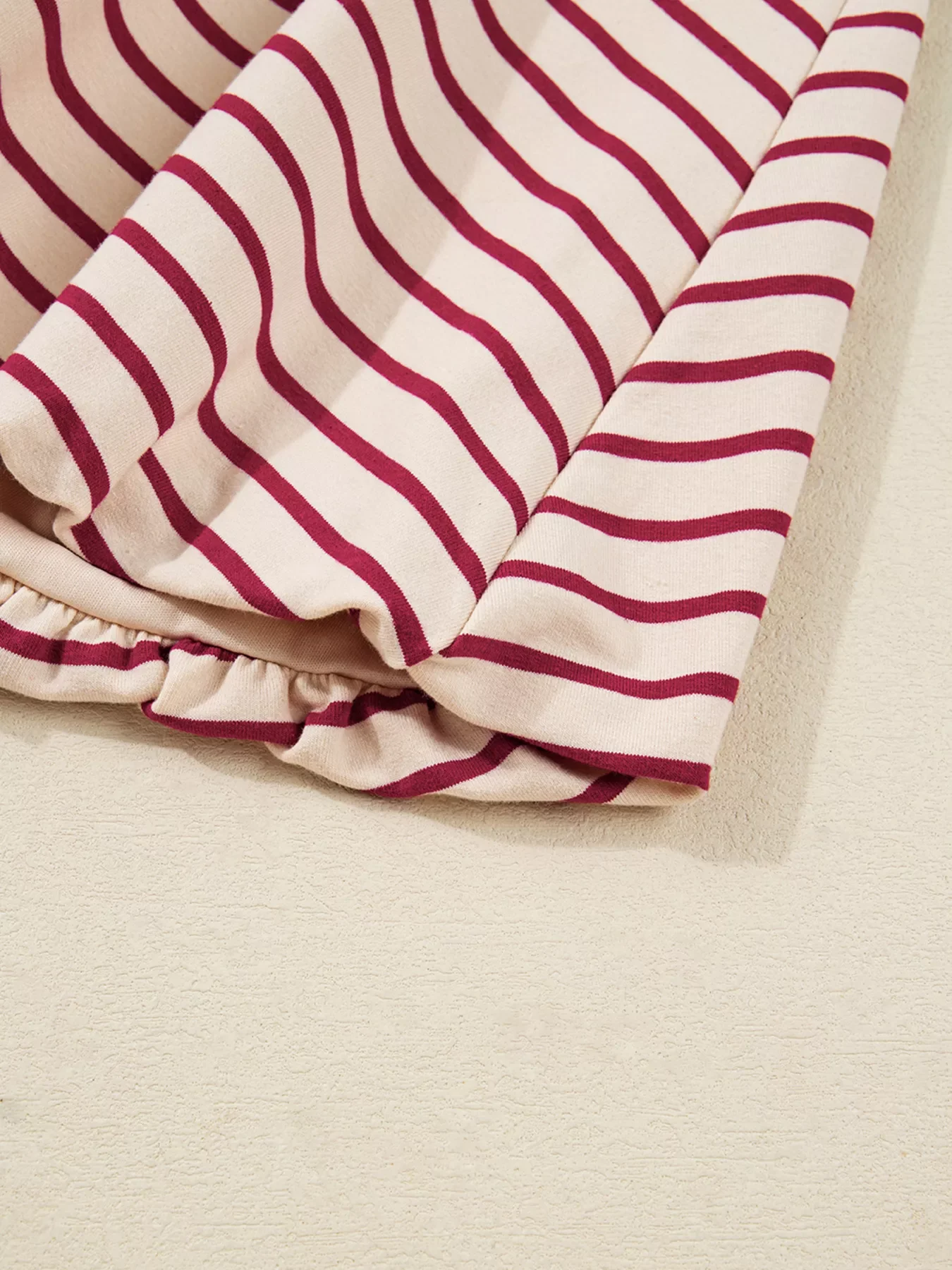 tripe Cropped Collared Drop Shoulder Pullover and Bubble Mini Skirt Set - Image 10