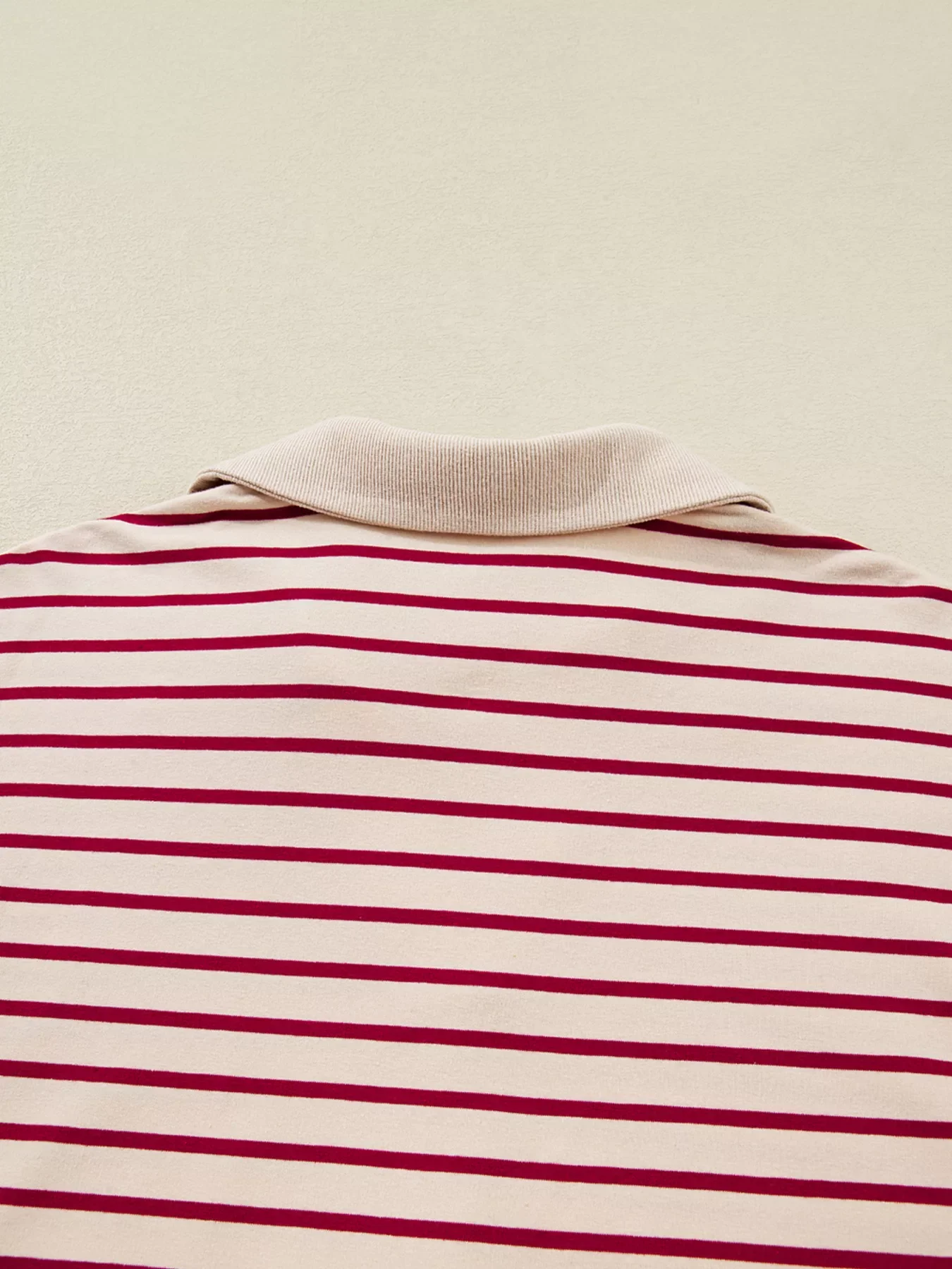 tripe Cropped Collared Drop Shoulder Pullover and Bubble Mini Skirt Set - Image 5