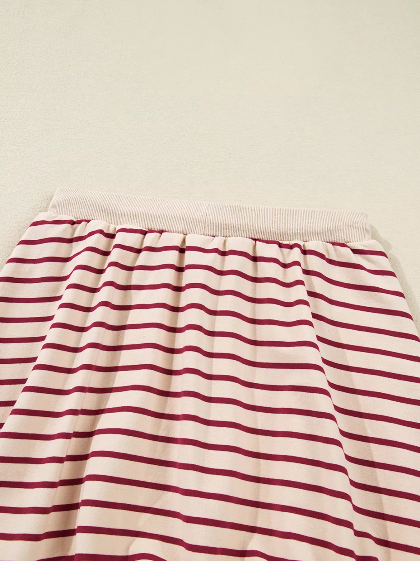 tripe Cropped Collared Drop Shoulder Pullover and Bubble Mini Skirt Set - Image 7