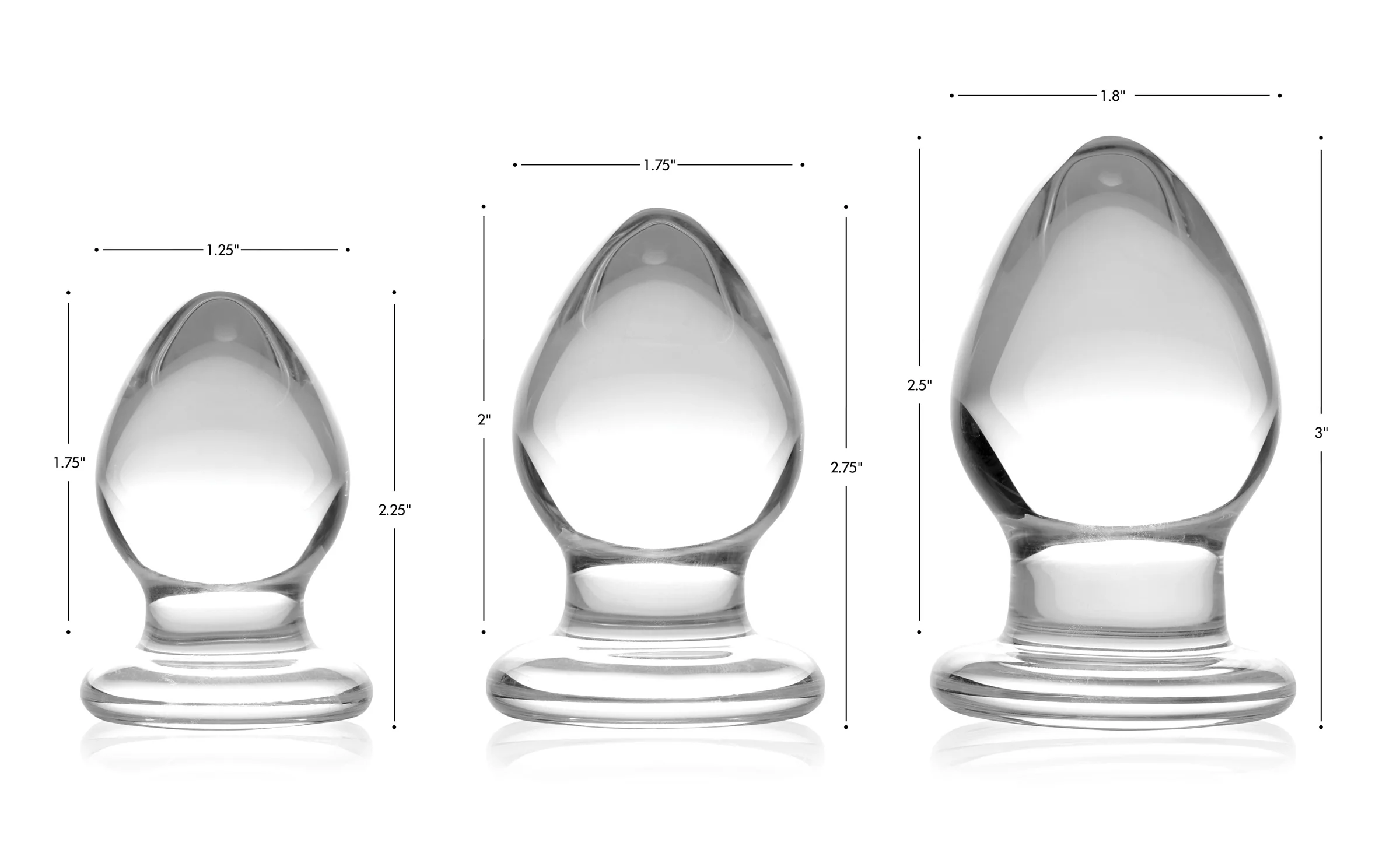 Triplets 3 Piece Glass Anal Plug Kit - Image 3