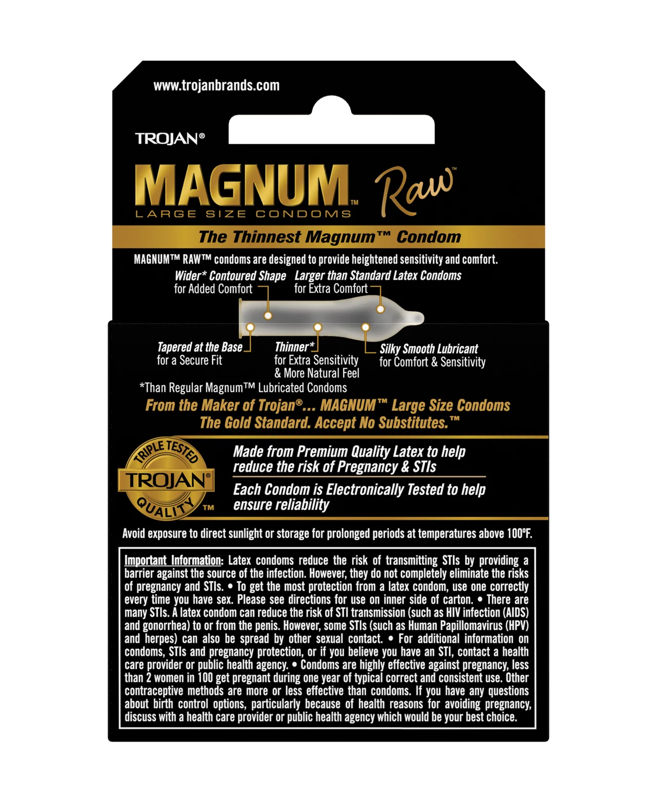 Trojan Magnum Raw Condoms - Pack of 3 - Image 2