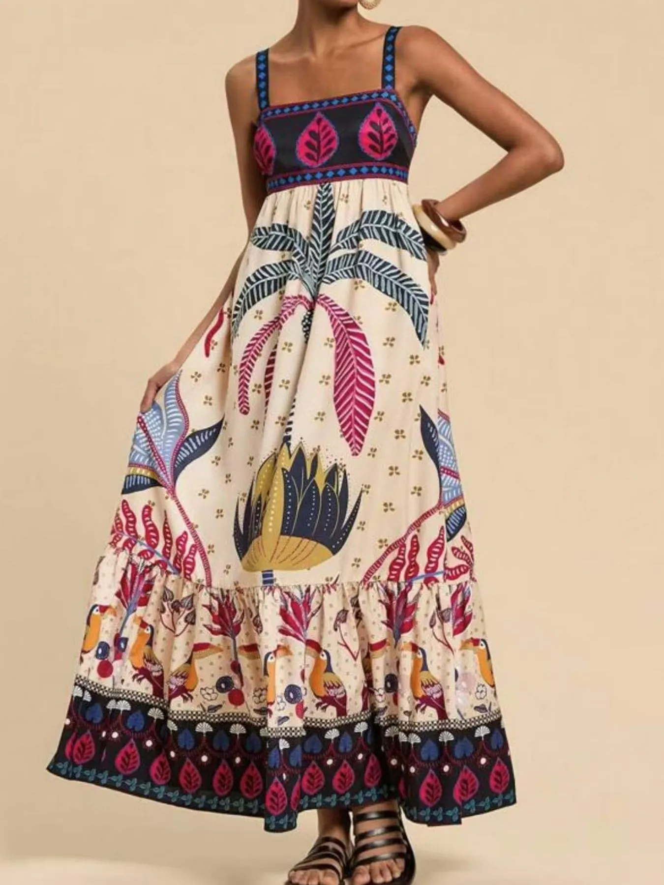 Tropical Print Maxi Cami Dress - Image 9