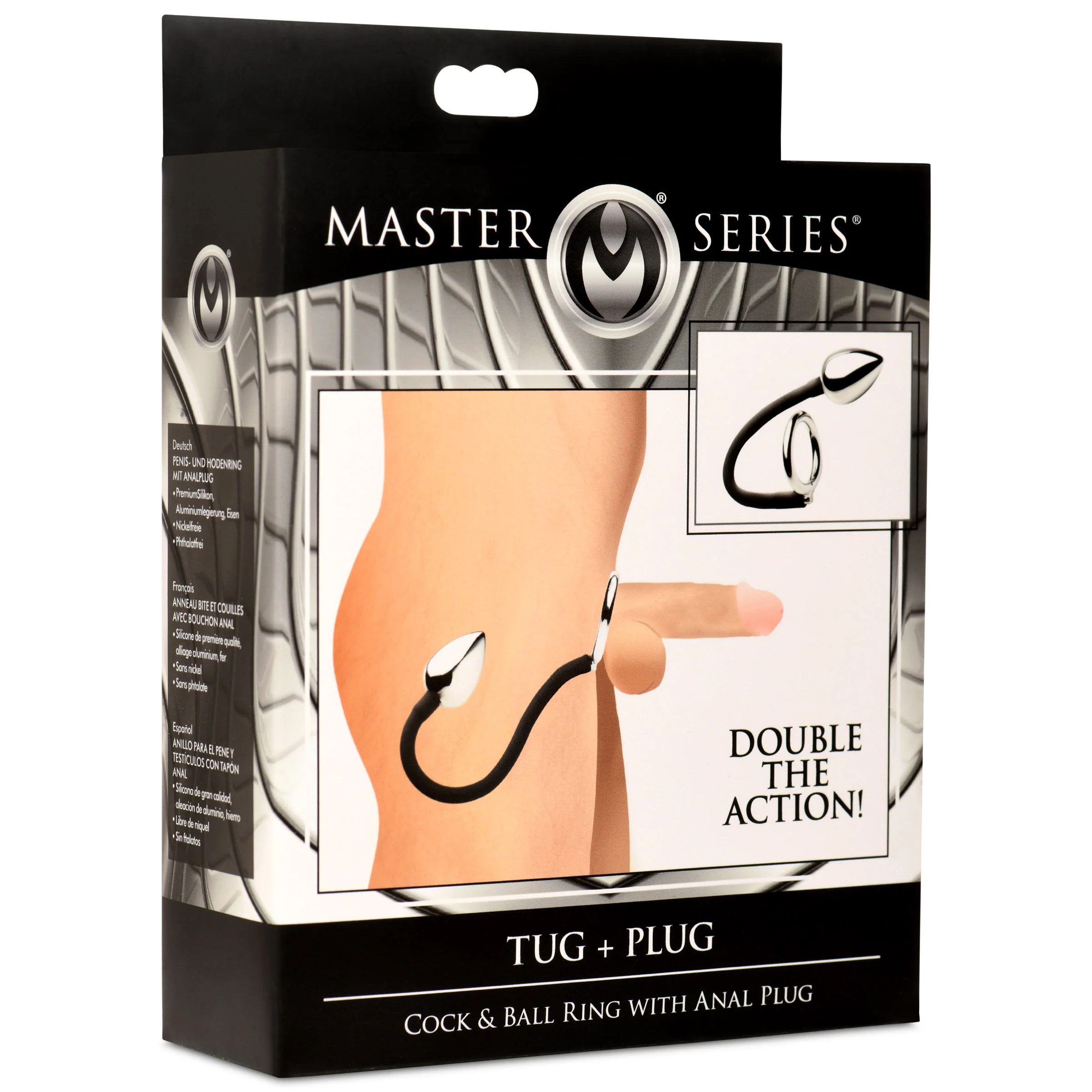 Tug And Plug Cock And Ball Ring With Anal Plug - Image 2