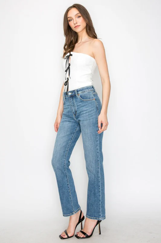 Tummy Control High Rise Slim Straight Jeans - Image 3