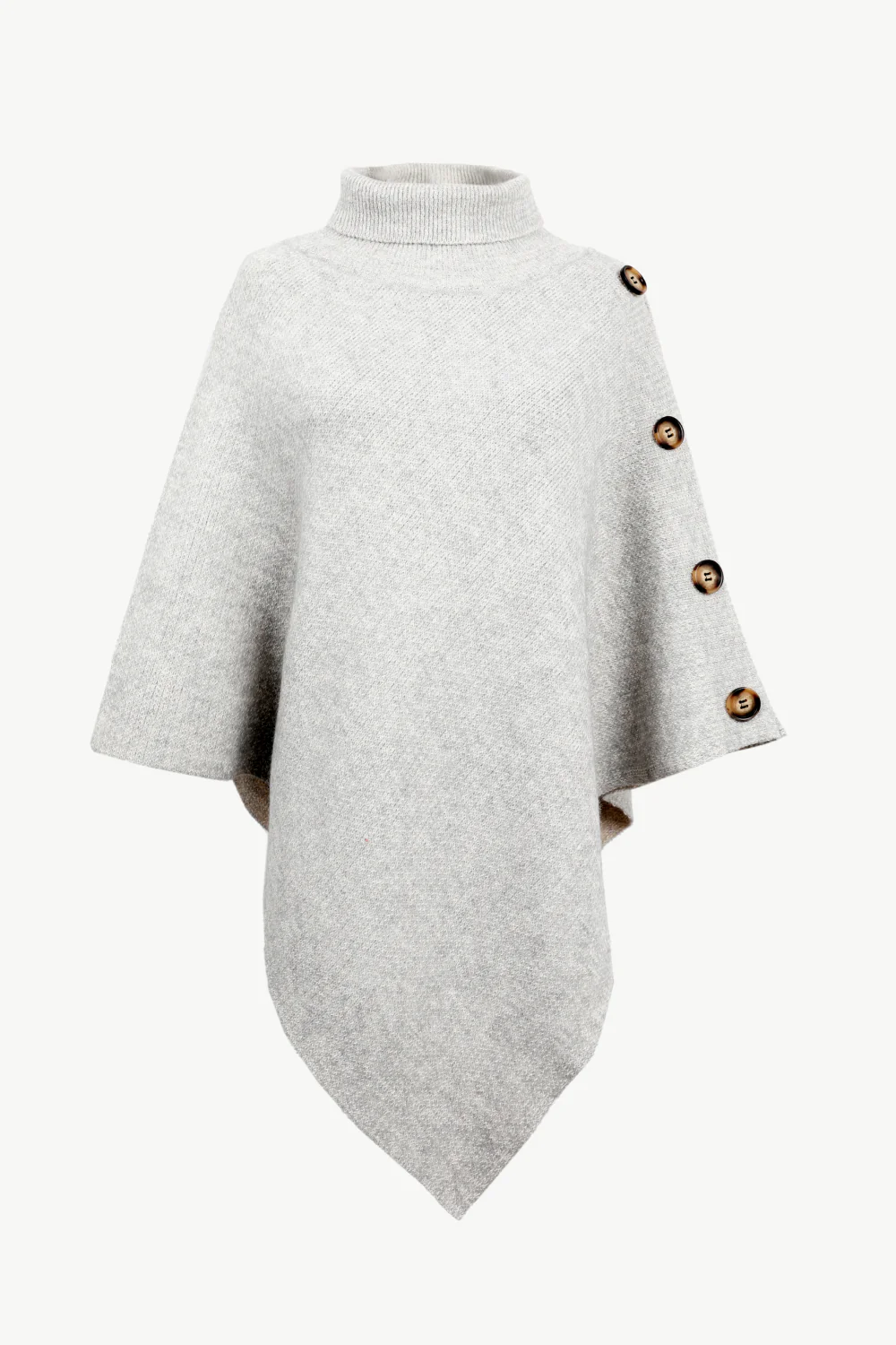 Turtleneck Buttoned Poncho - Image 11