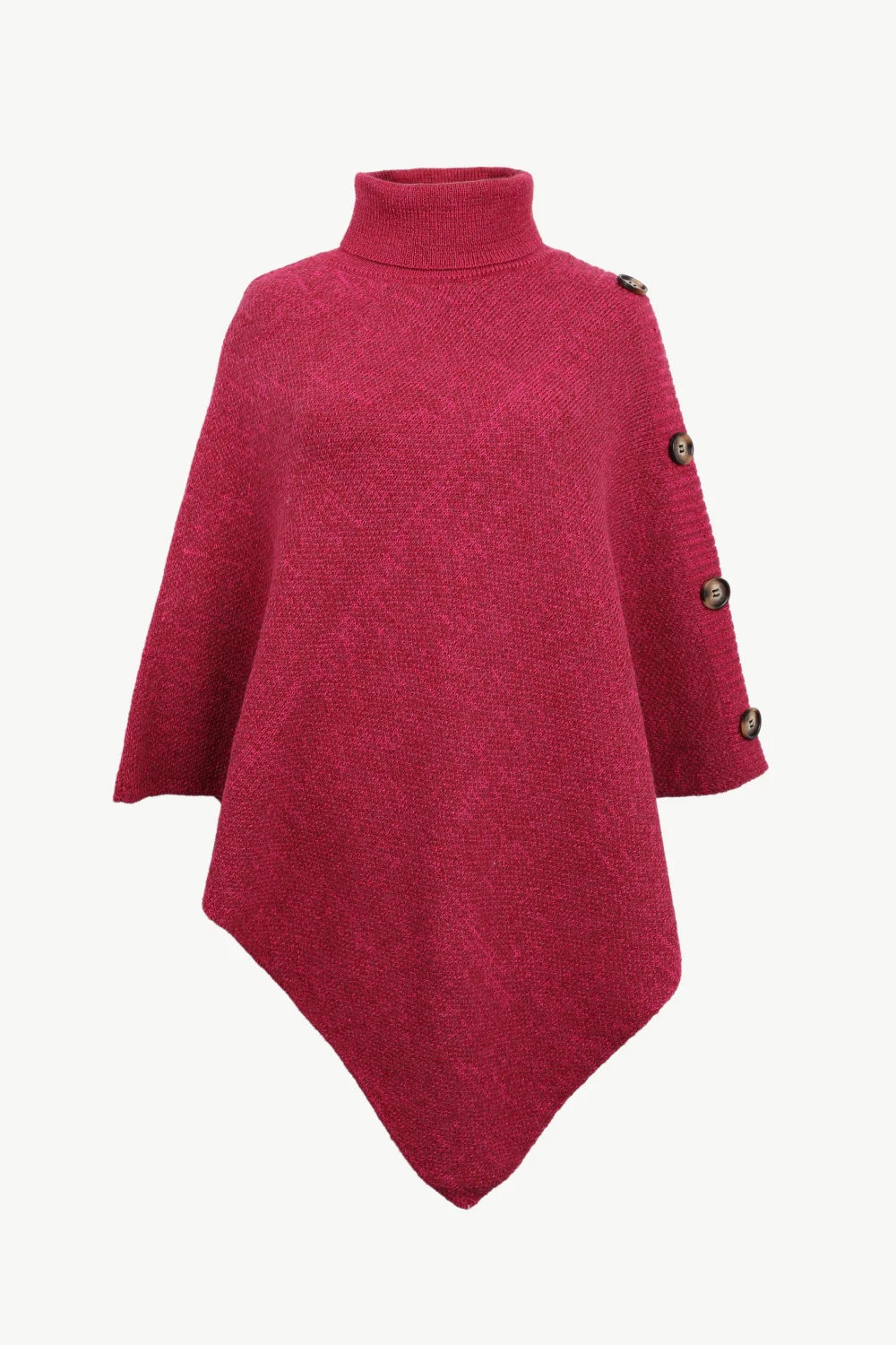Turtleneck Buttoned Poncho - Image 17