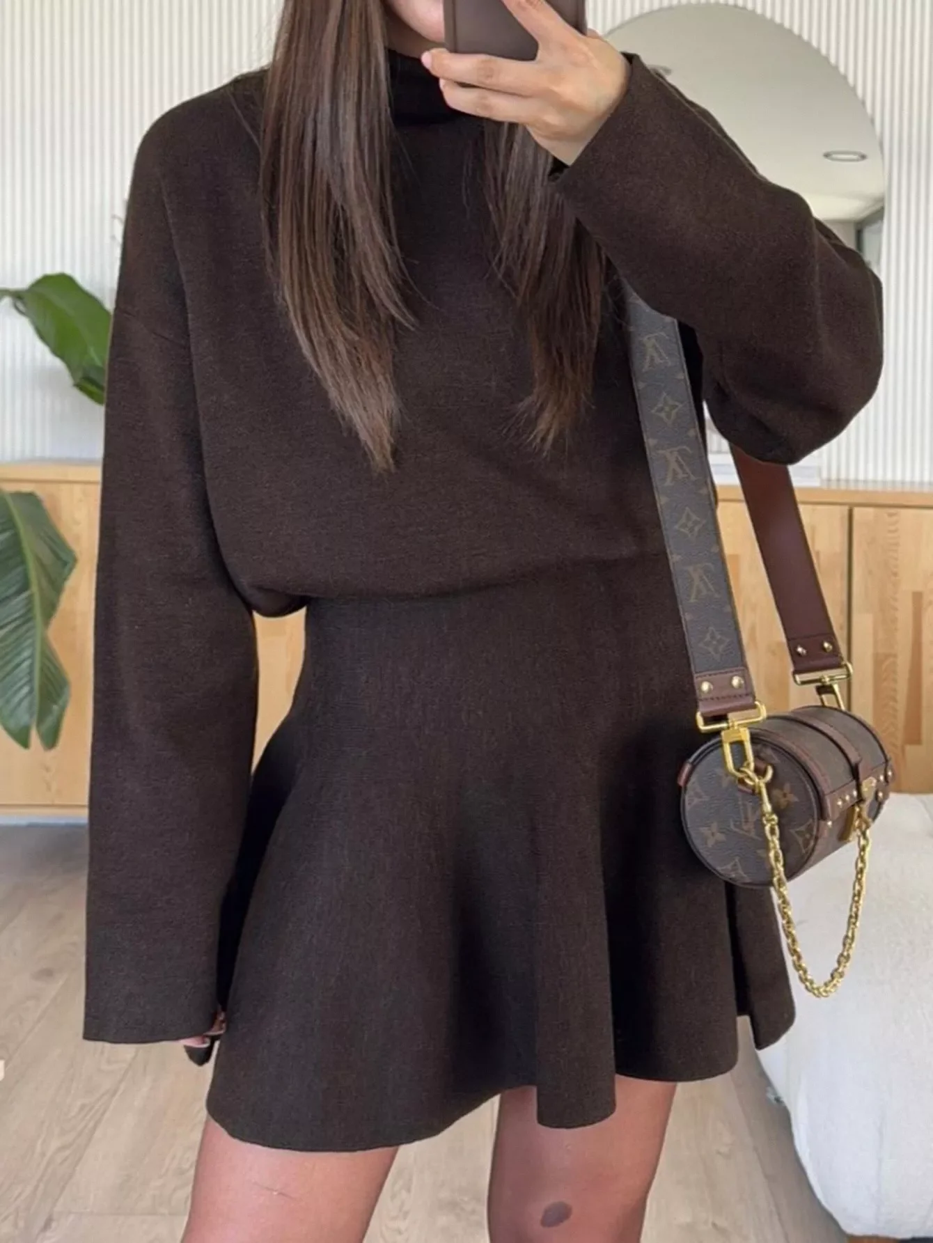Turtleneck Dropped Shoulder Sweater and Skirt Set - Image 12