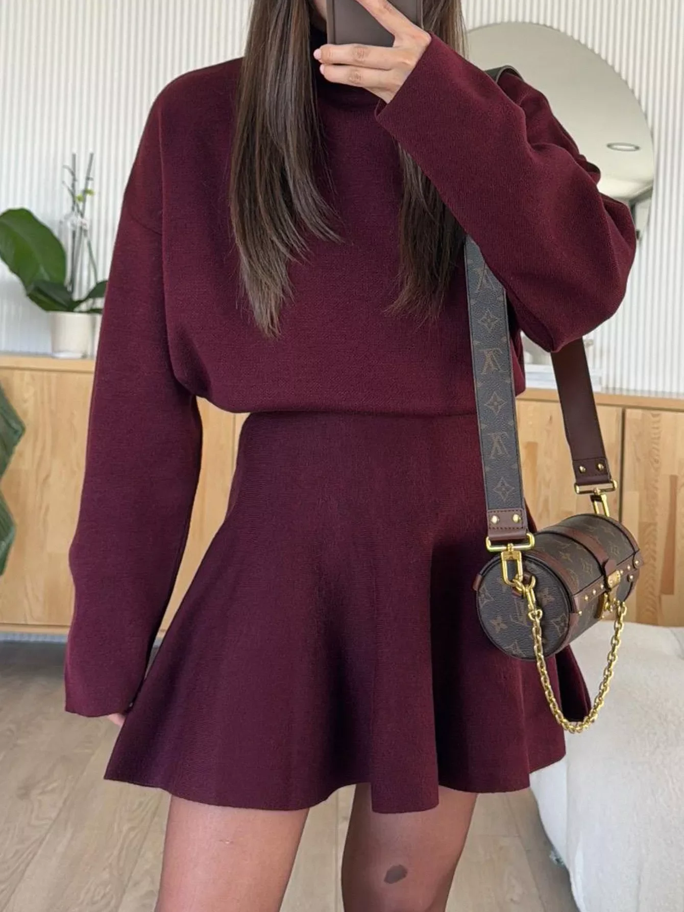 Turtleneck Dropped Shoulder Sweater and Skirt Set - Image 8