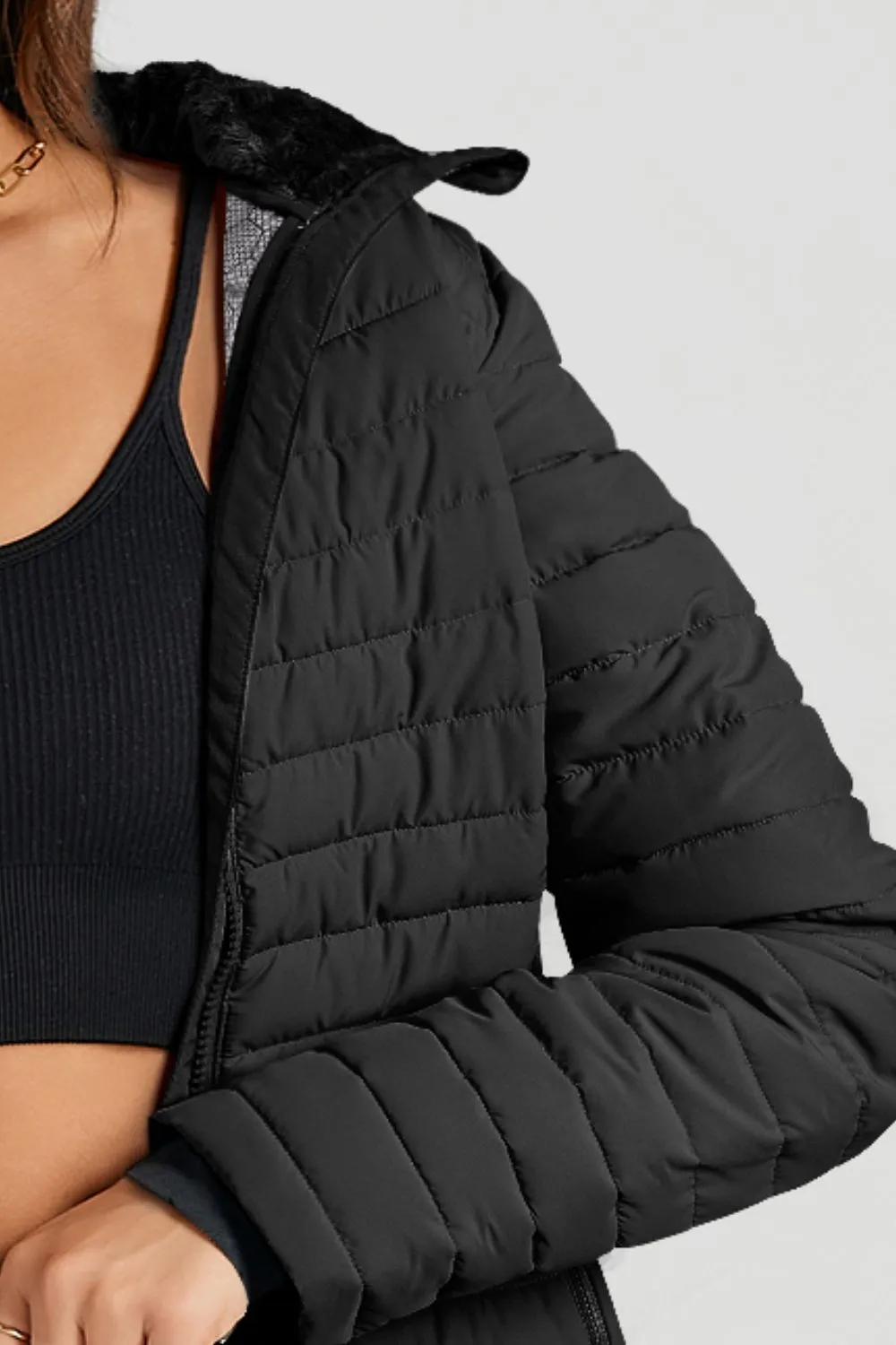 Turtleneck Zip Up Long Sleeve Jacket - Image 3