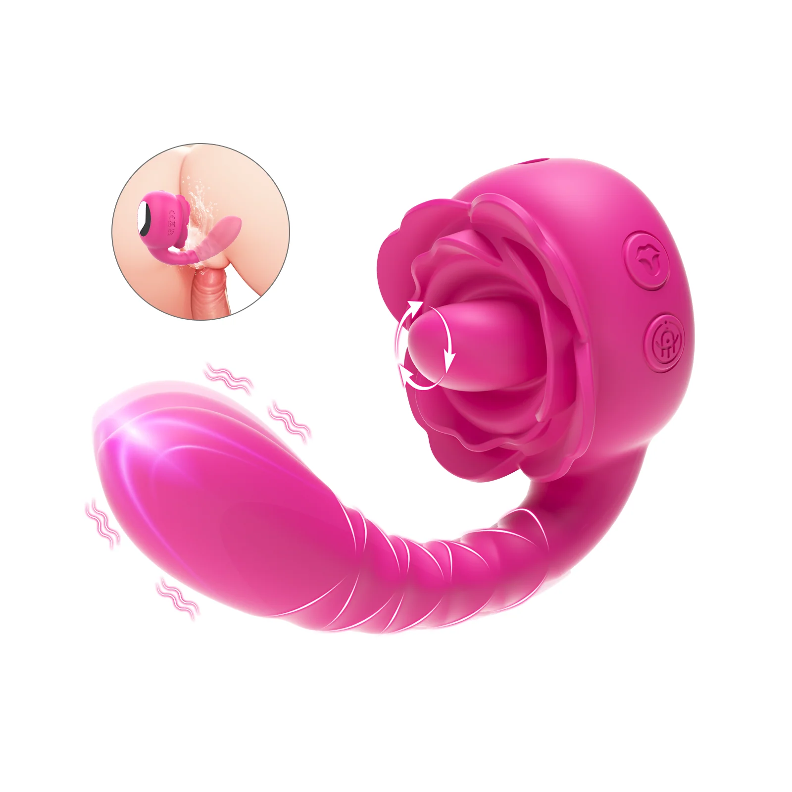 Twin Rose Thrusting G Spot Vibrator – Tongue Teasing - Image 2