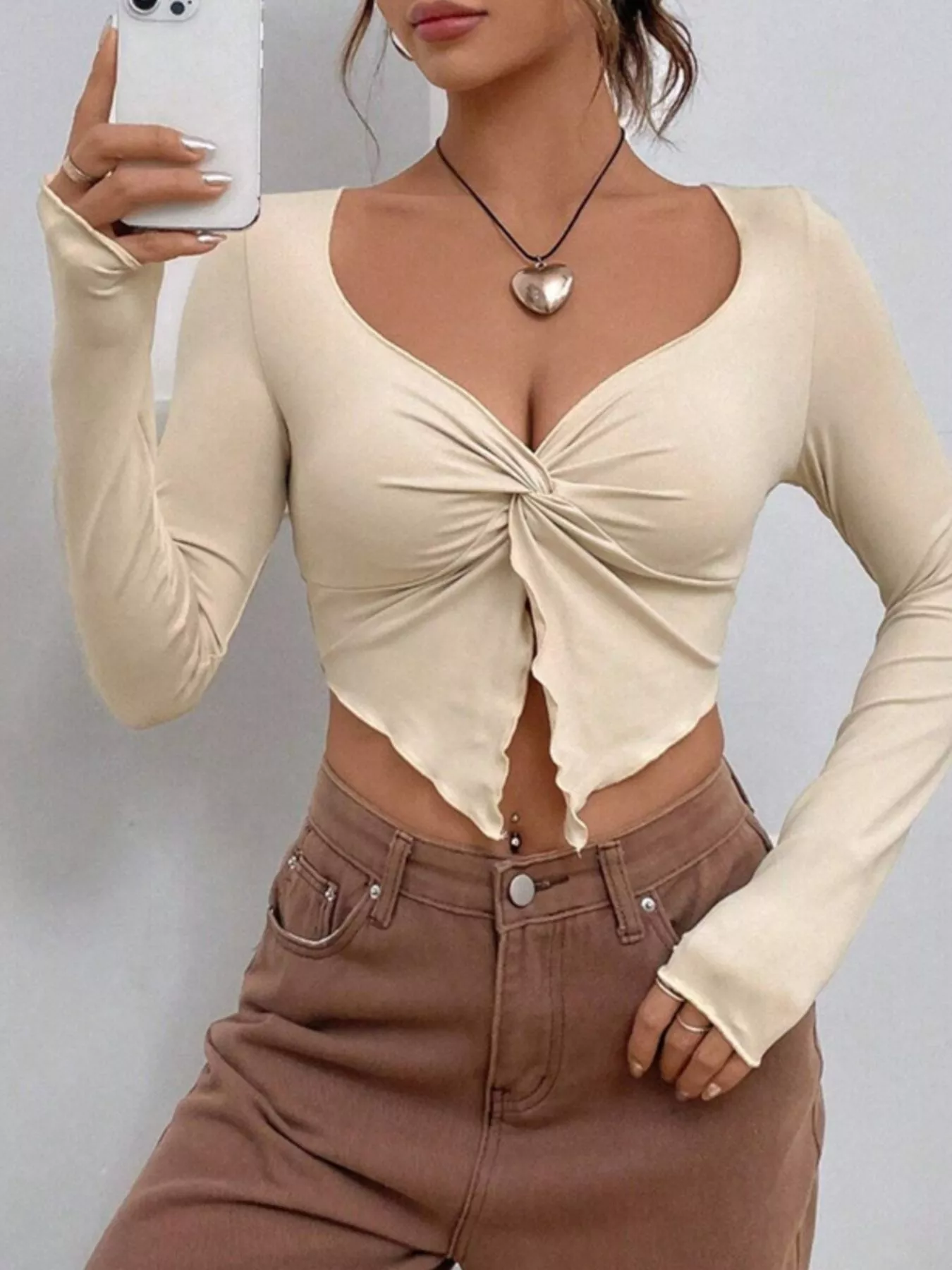 Twisted Front Long Sleeve T-Shirt - Image 6