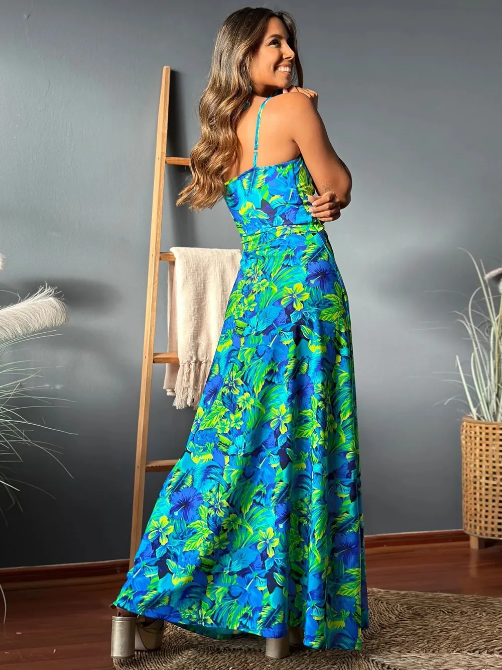Twisted Printed V-Neck Cami Dress - Image 13
