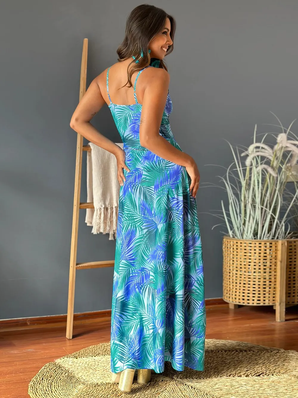 Twisted Printed V-Neck Cami Dress - Image 25