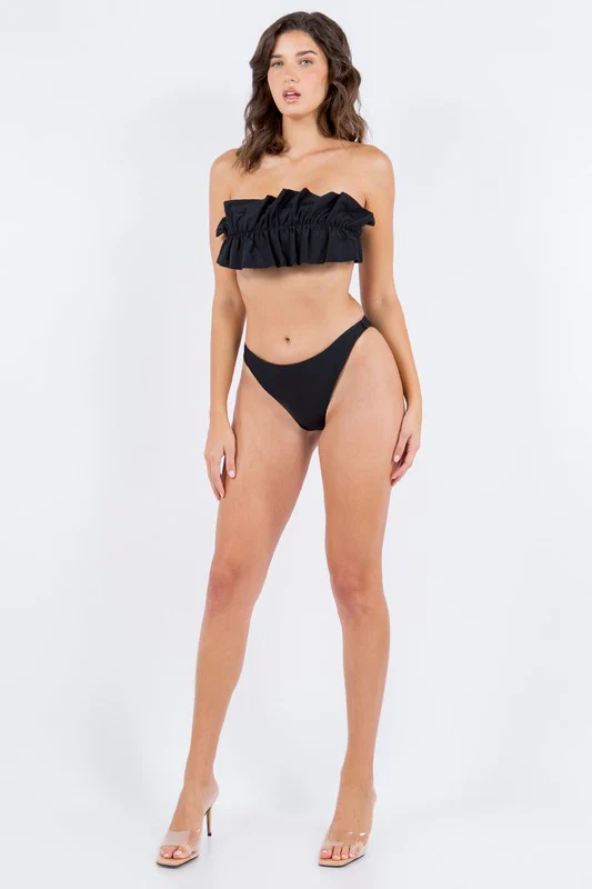 TWO PIECE TUBE TOP WITH RUCHED RUFFLE BIKINI - Image 5