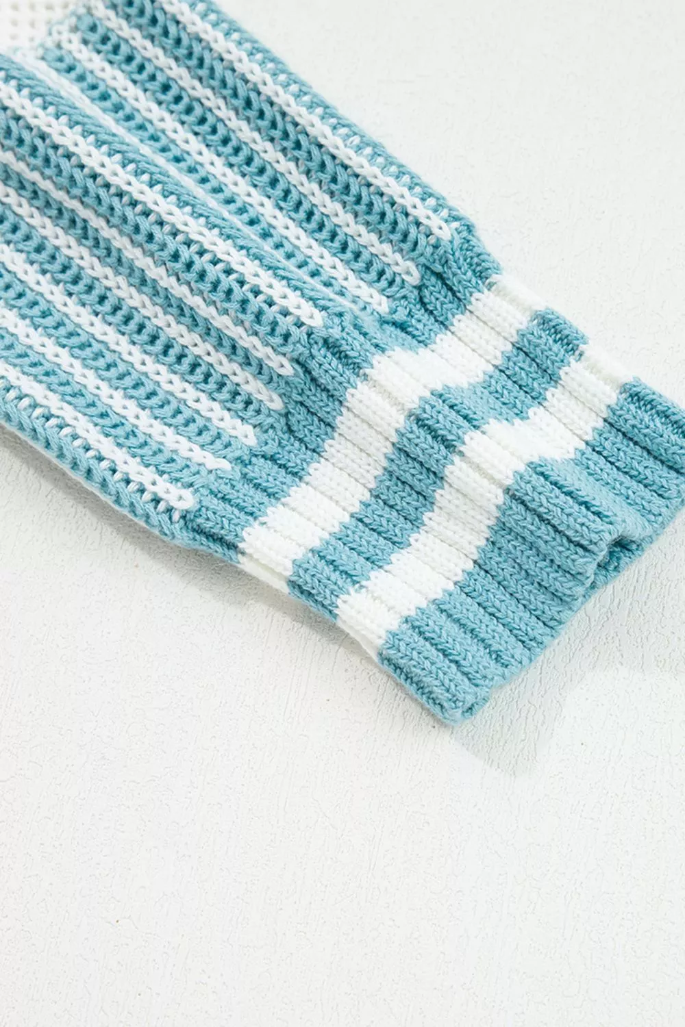 Two Tone Striped Patchwork Drop Shoulder Loose Sweater - Image 10