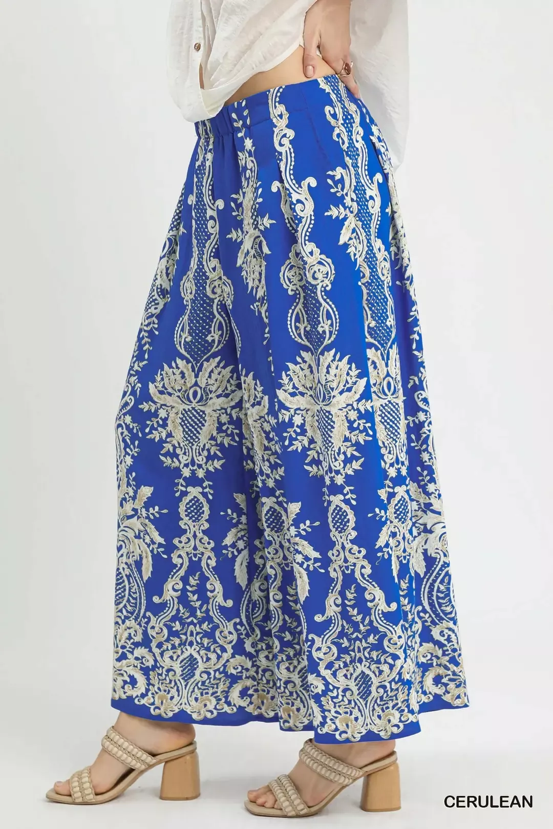 Umgee Border Print Wide Leg Pants - Image 2