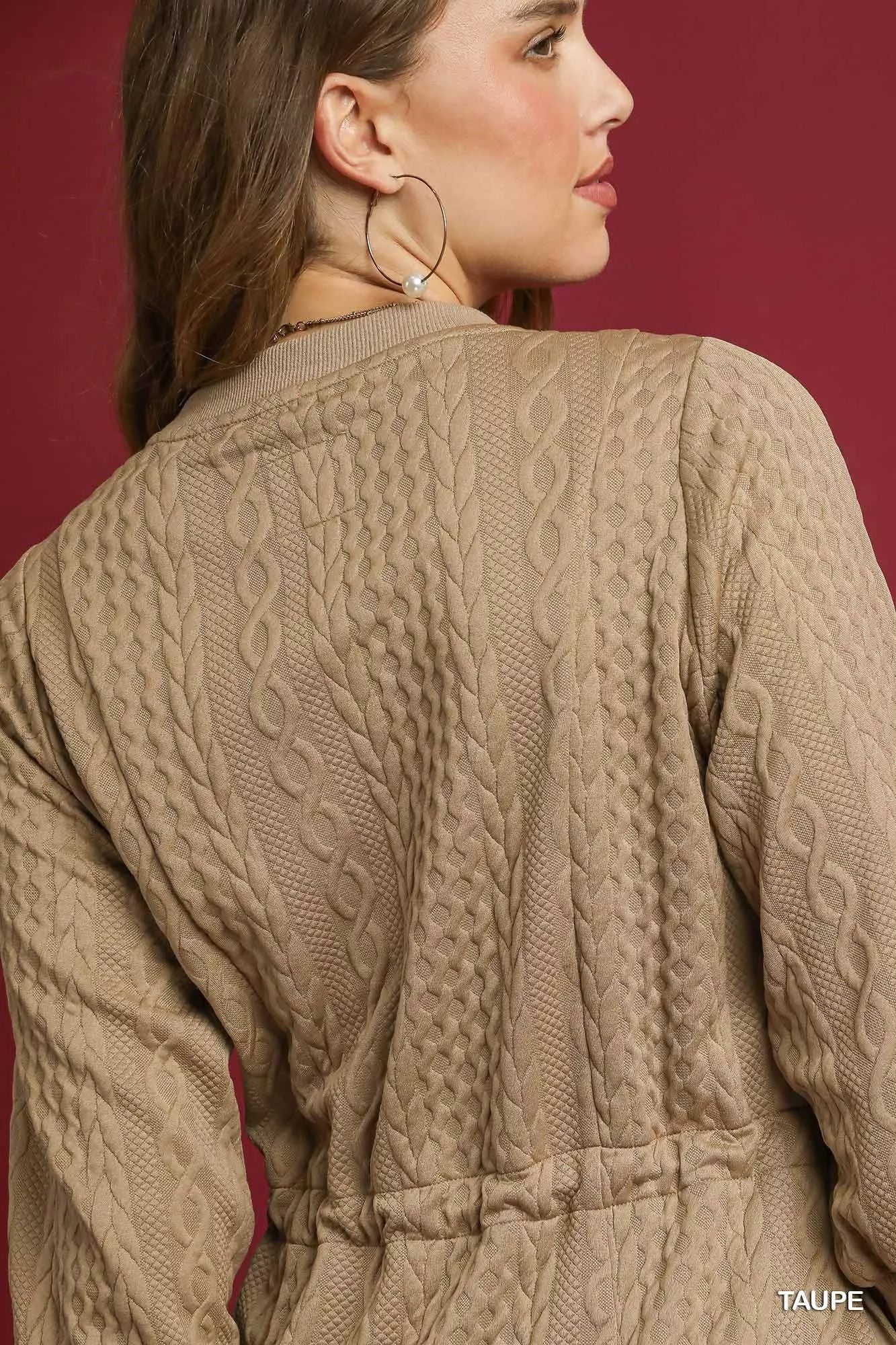 Umgee Drawstring Cable Knit Mini Dress with Pockets - Image 5