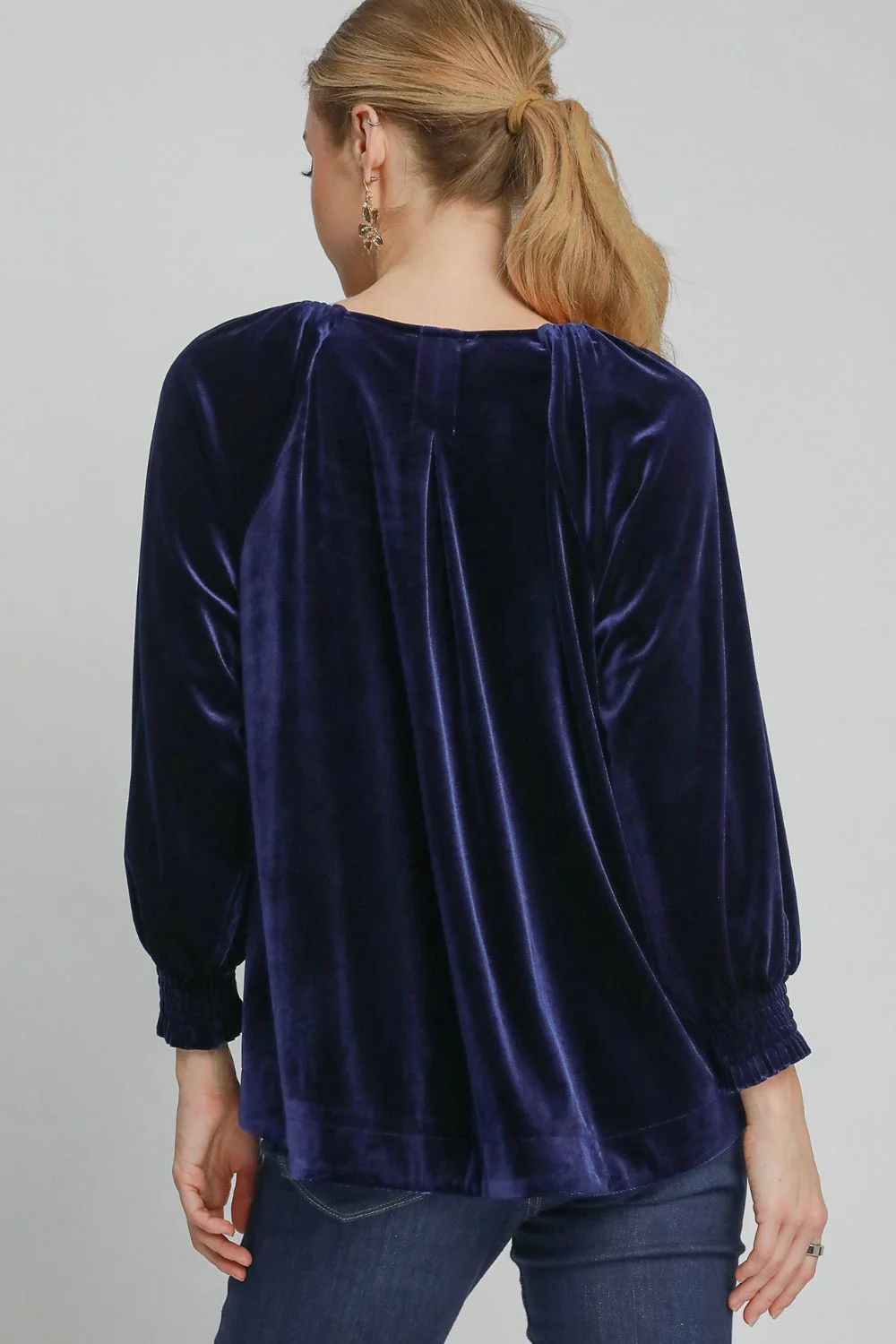 Umgee Full Size Floral Lace Velvet Raglan Sleeve Top Plus Size - Image 3