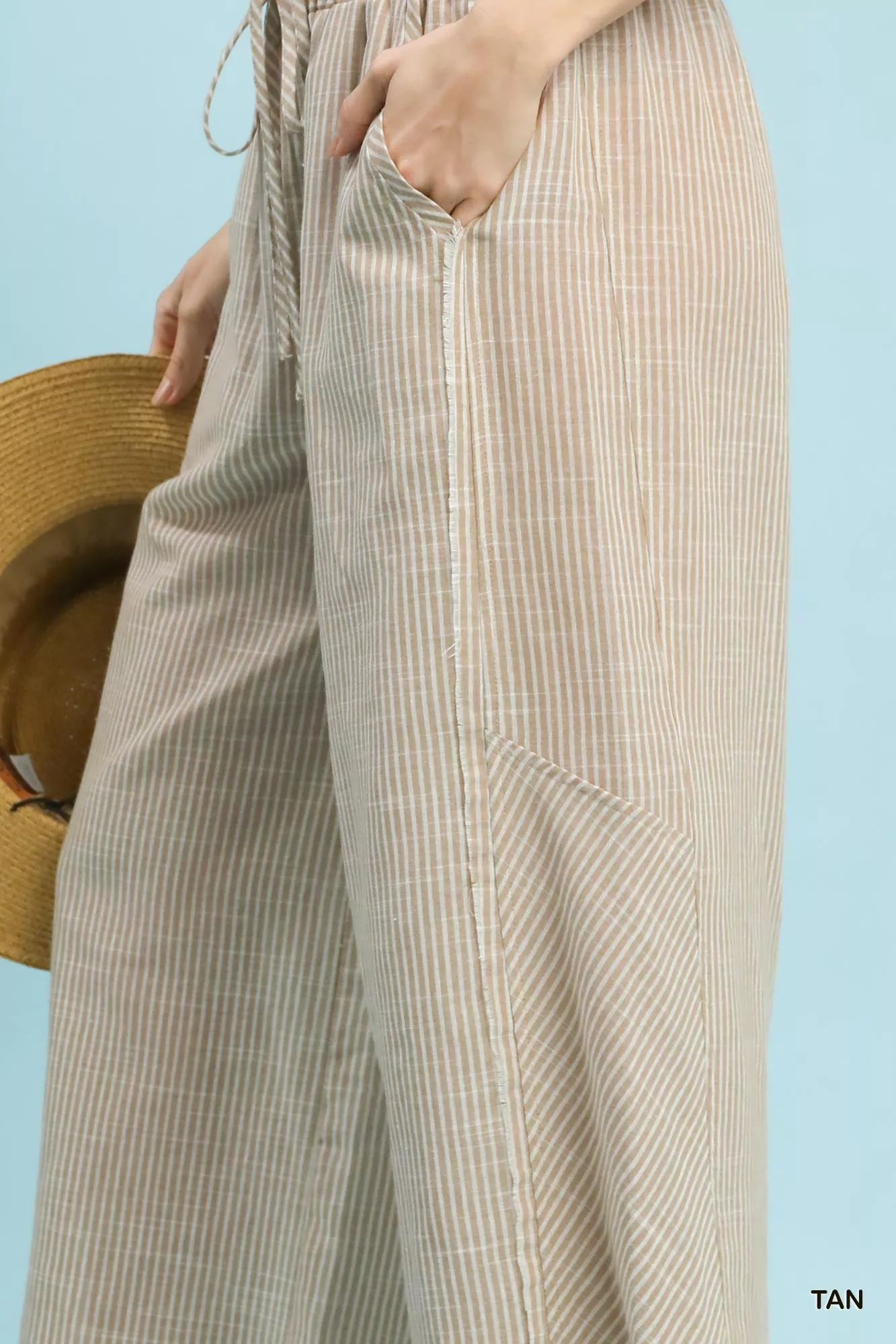 Umgee Linen Blend Striped Wide Leg Pants - Image 4