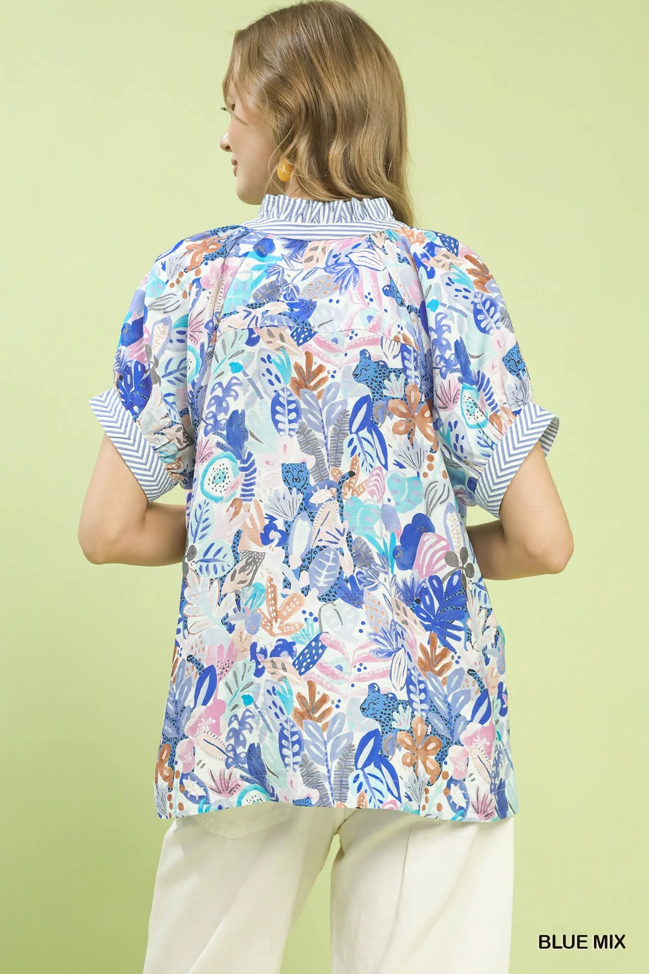 Umgee Mix Boho Printed V-Neck Top - Image 3