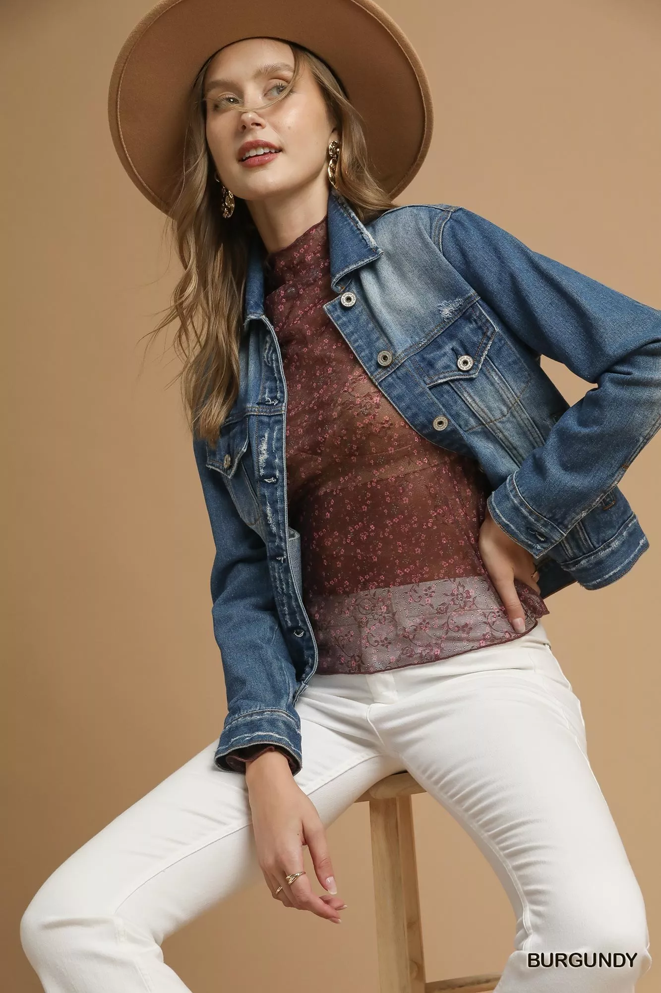 Umgee Nylon Lace Mesh Long Sleeve Top - Image 3