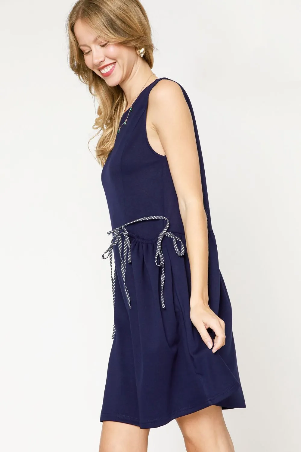 Umgee Round Neck Sleeveless Tank Dress with Pockets - Image 2