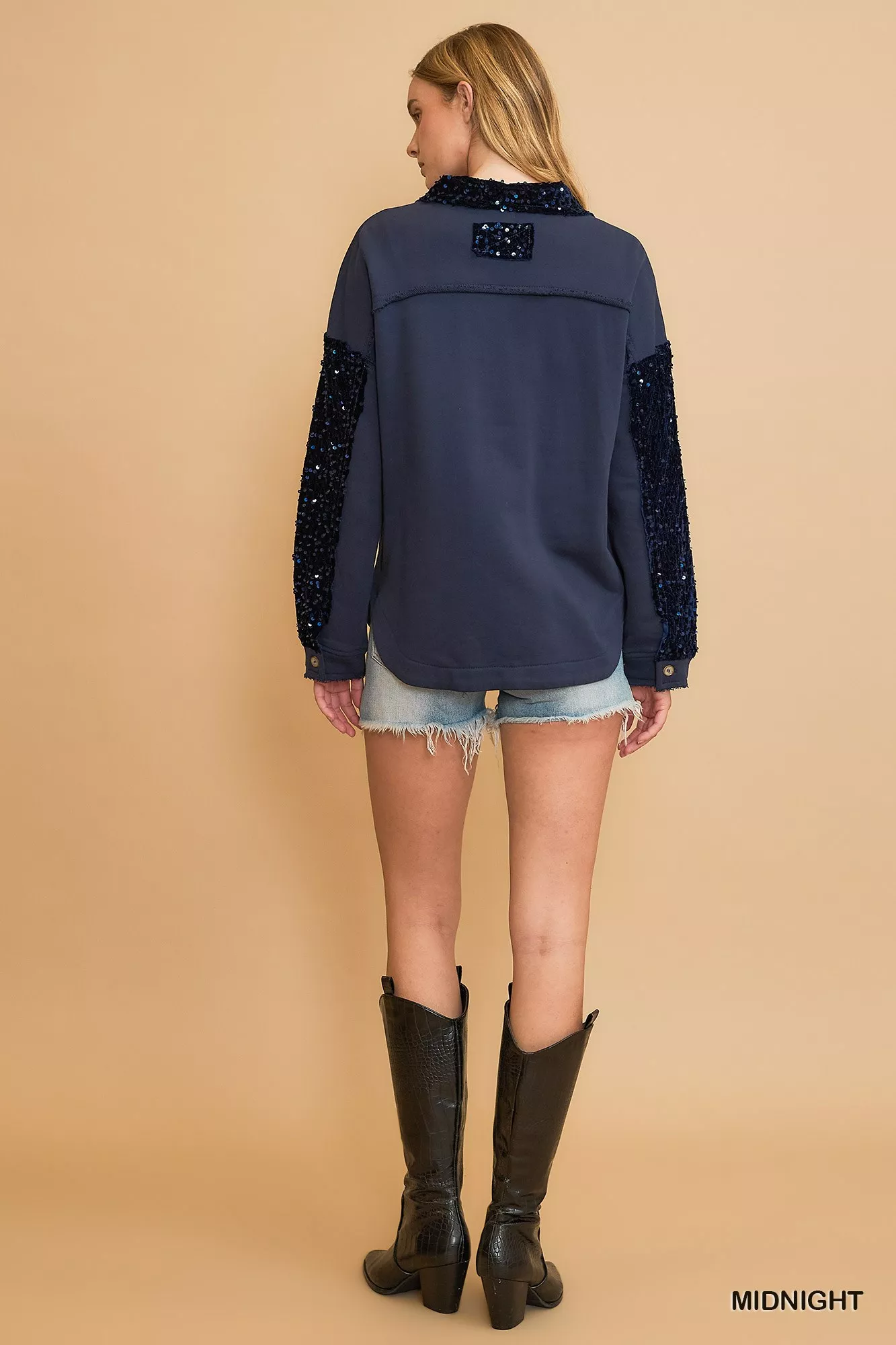 Umgee Sequined French Terry Jacket - Image 5