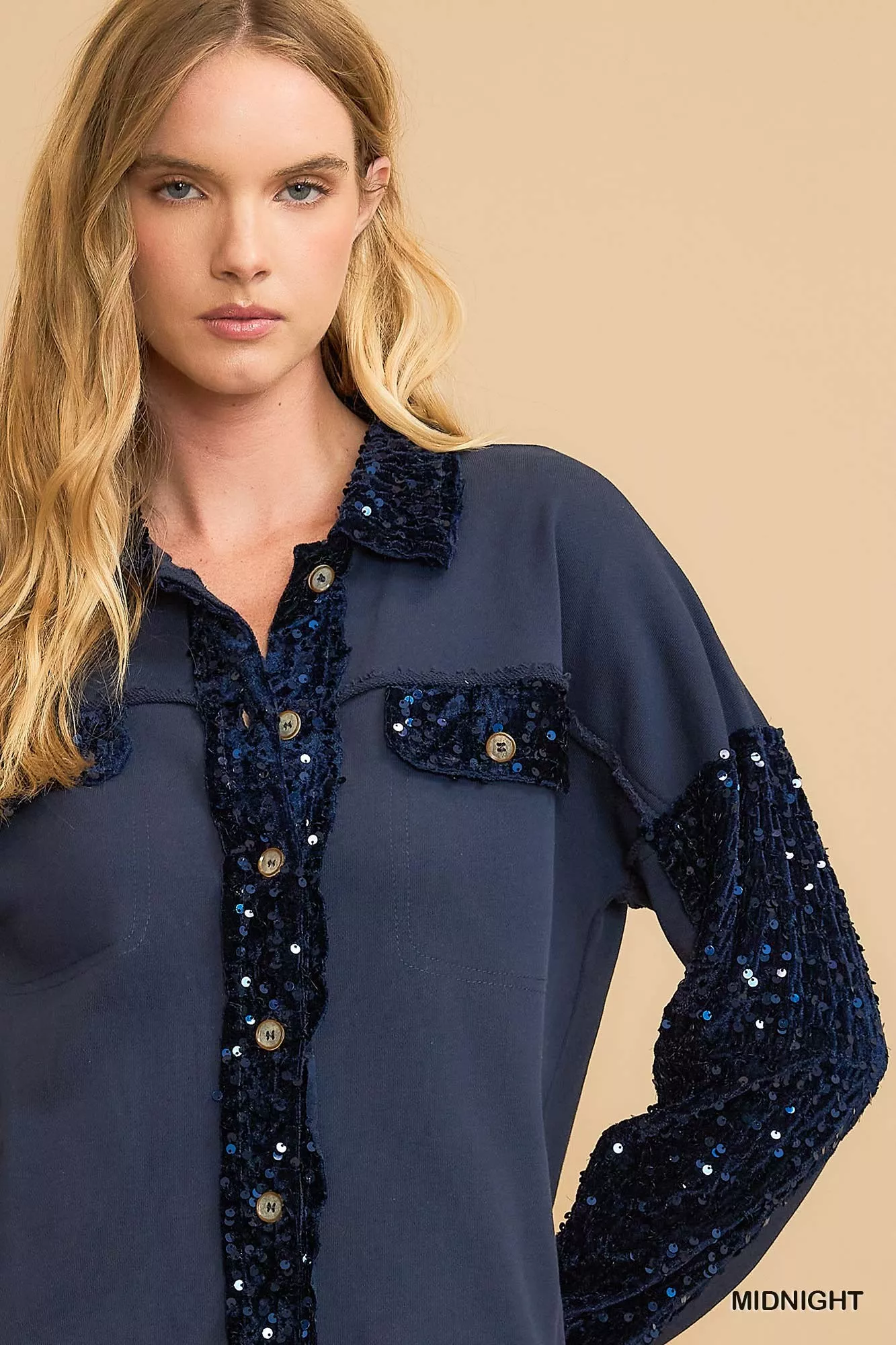 Umgee Sequined French Terry Jacket - Image 6