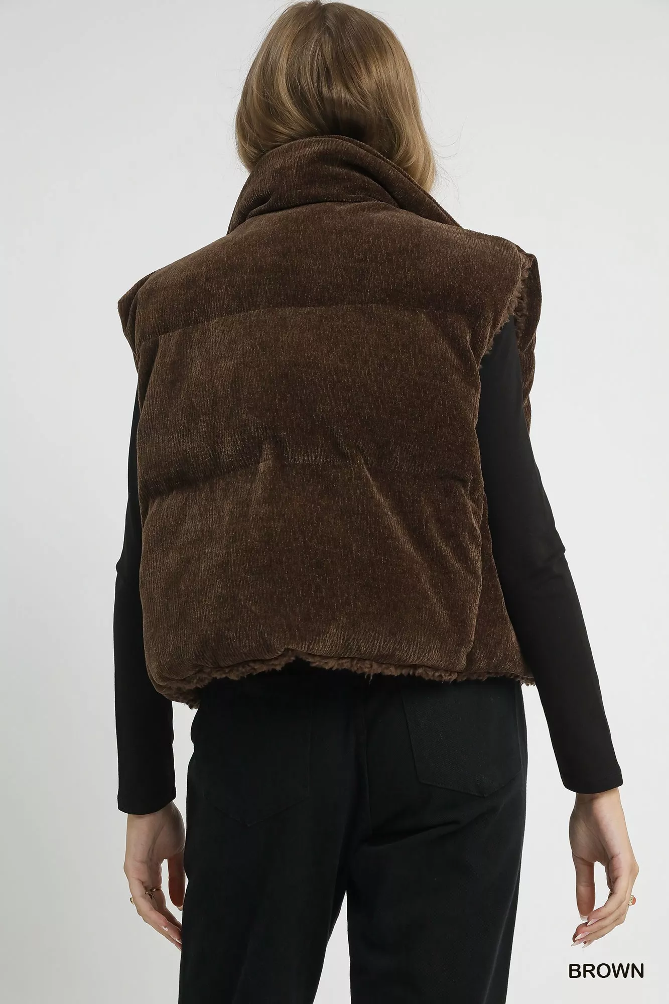 Umgee Sherpa-Lined Zip Vest with Drawstring Hem - Image 5