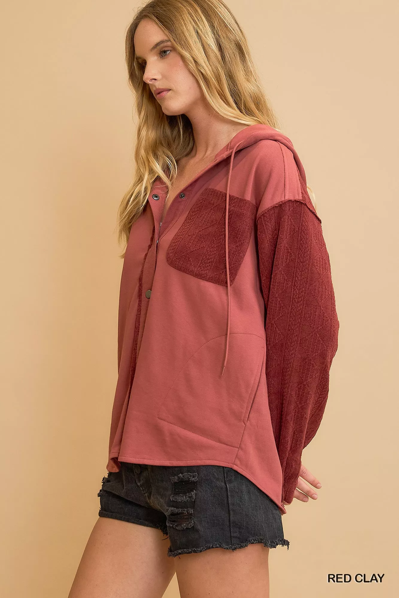 Umgee Washed French Terry Shacket - Image 3
