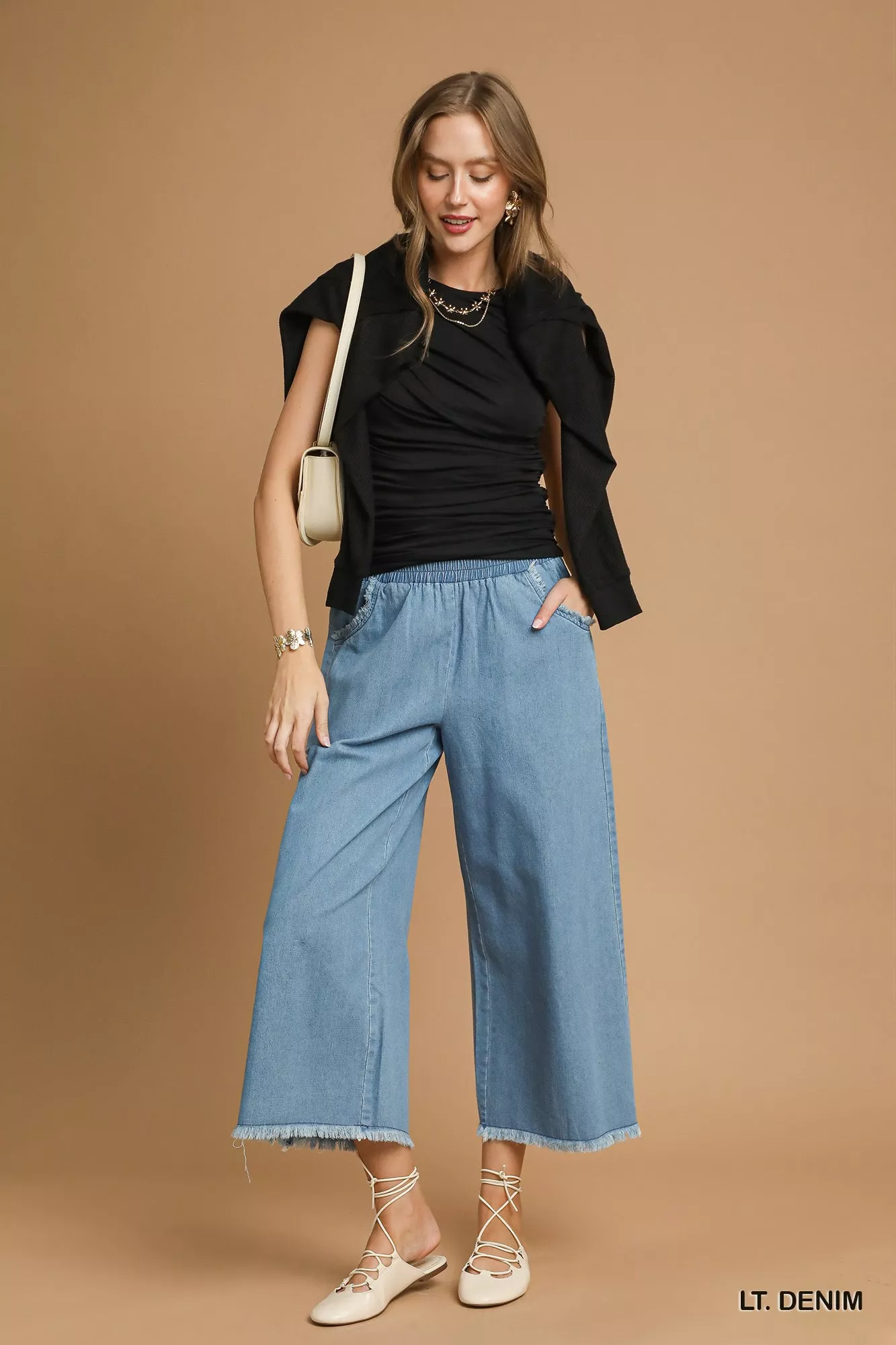 Umgee Washed Fringe Hem Wide Leg Jeans - Image 3