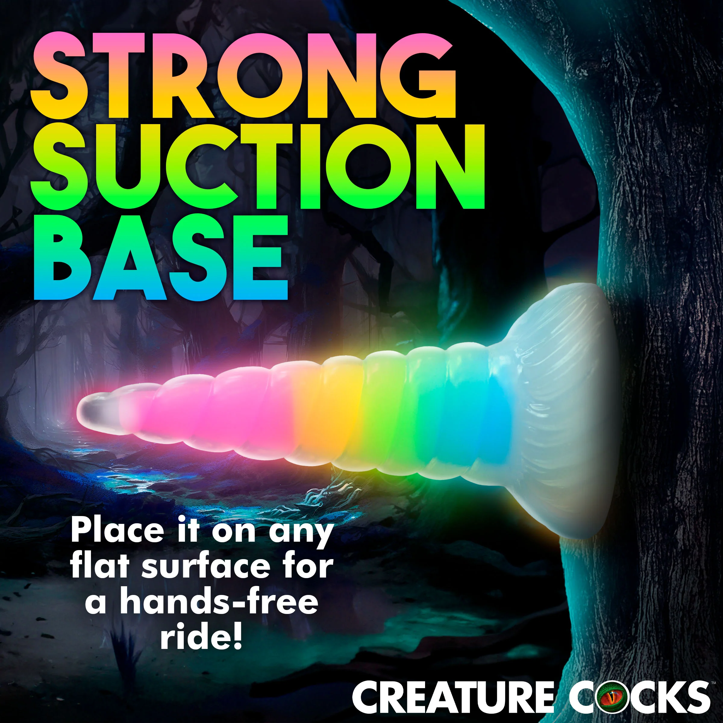 Uni-glow Glow-in-the-dark Rainbow Silicone Dildo - Image 8