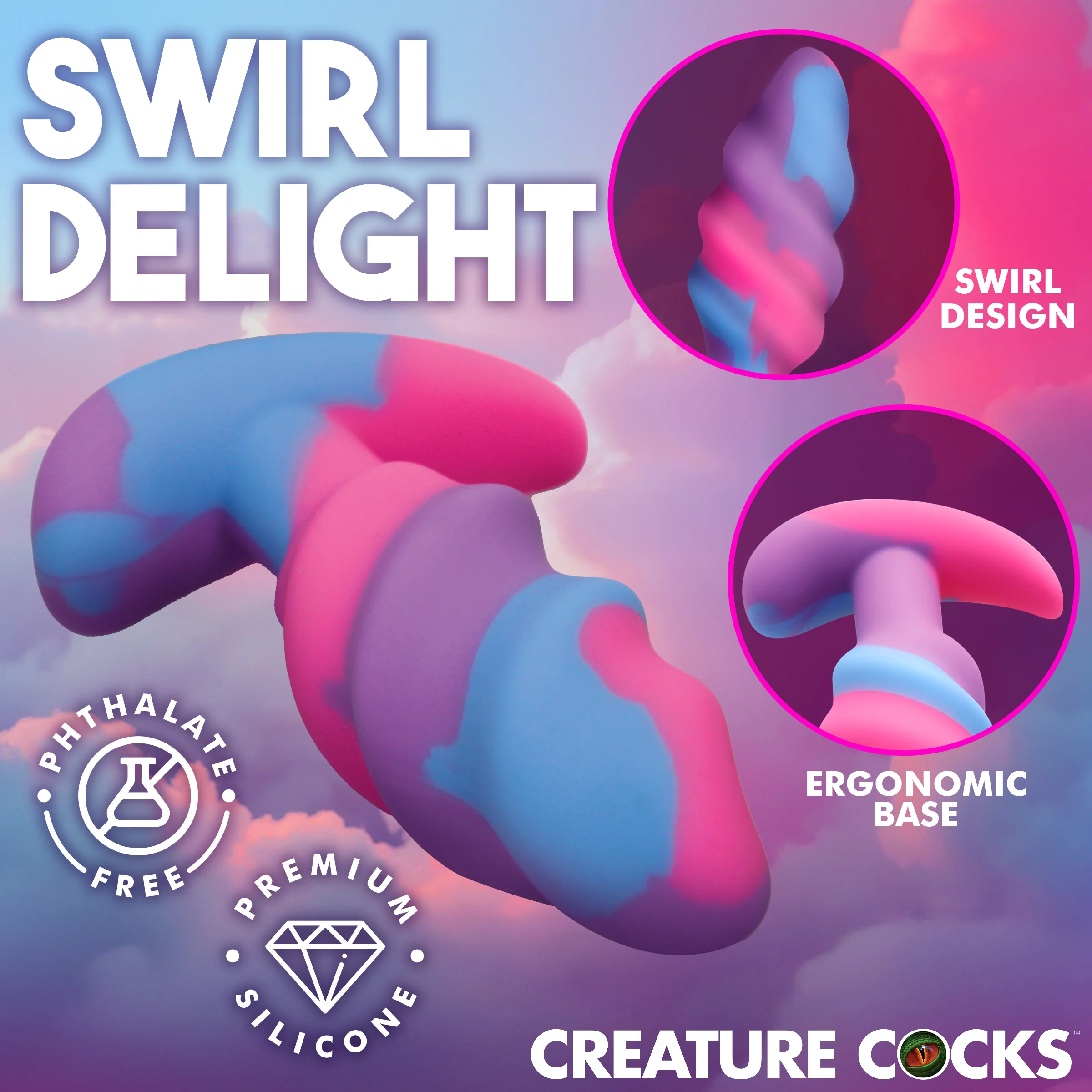 Unicorn Swirl Silicone Butt Plug - Small - Image 4