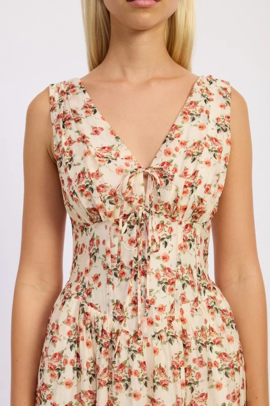 V NECK CORSET MIDI DRESS - Image 2