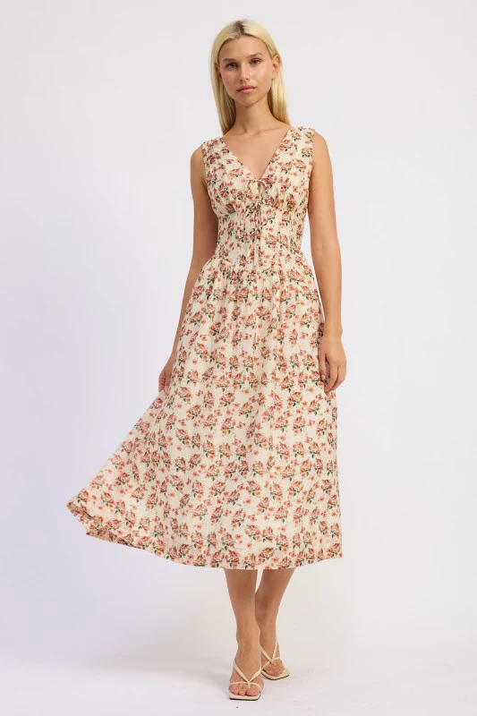 V NECK CORSET MIDI DRESS - Image 4