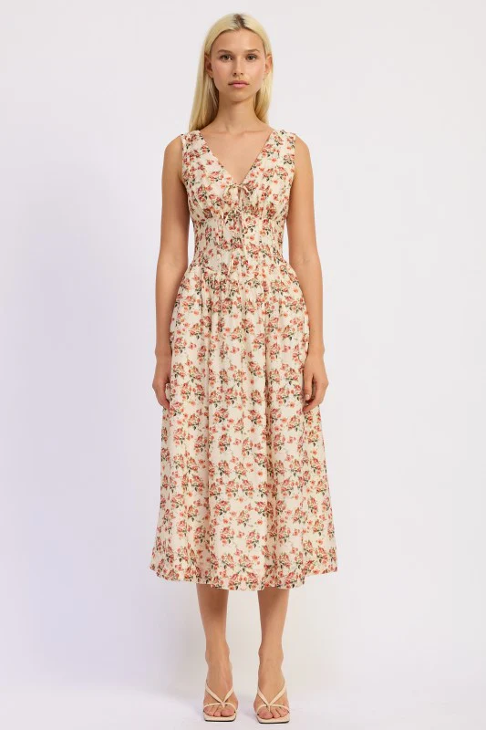 V NECK CORSET MIDI DRESS - Image 5