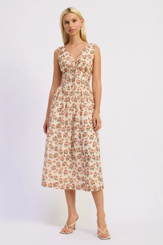 V NECK CORSET MIDI DRESS - Image 6