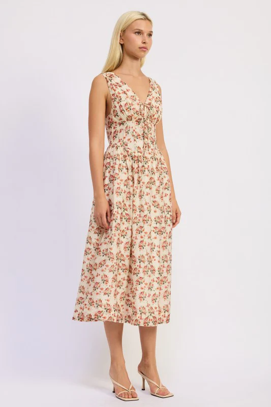 V NECK CORSET MIDI DRESS - Image 7