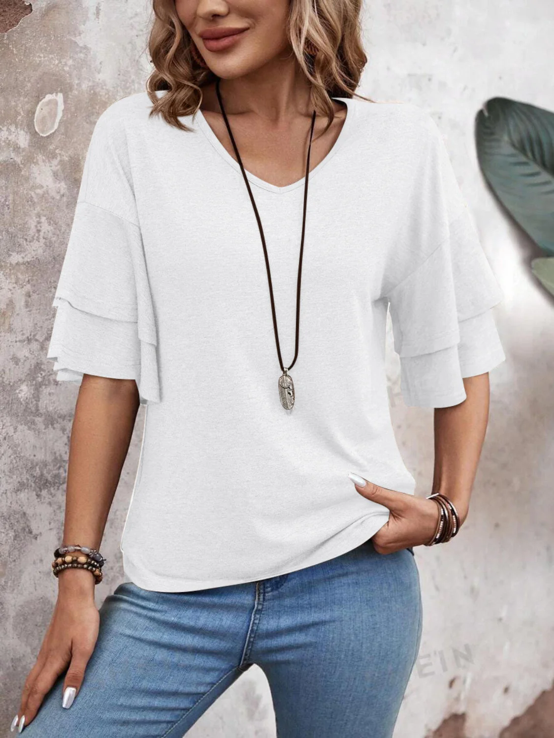 V-Neck Half Sleeve Blouse - Image 18