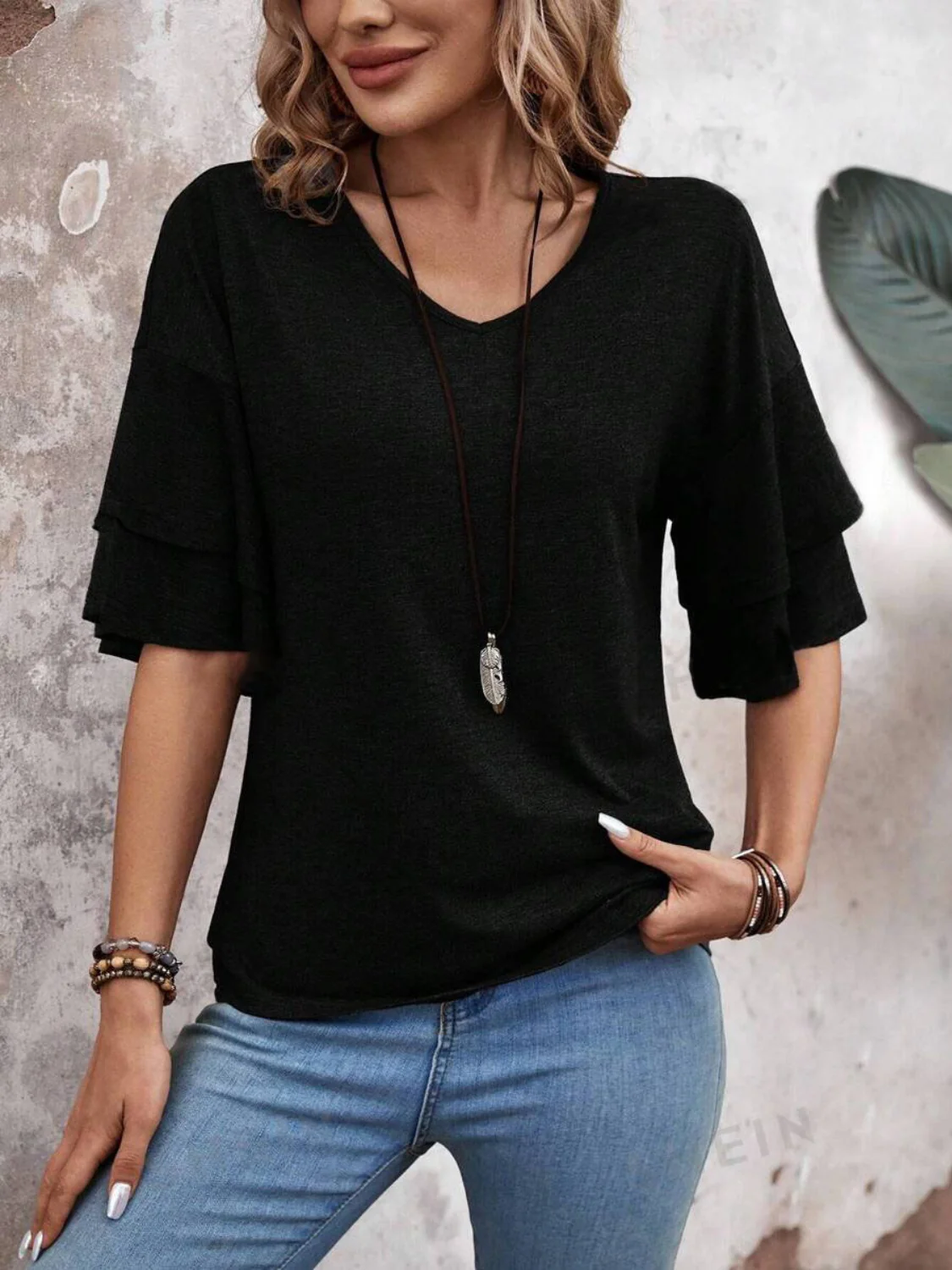 V-Neck Half Sleeve Blouse - Image 23