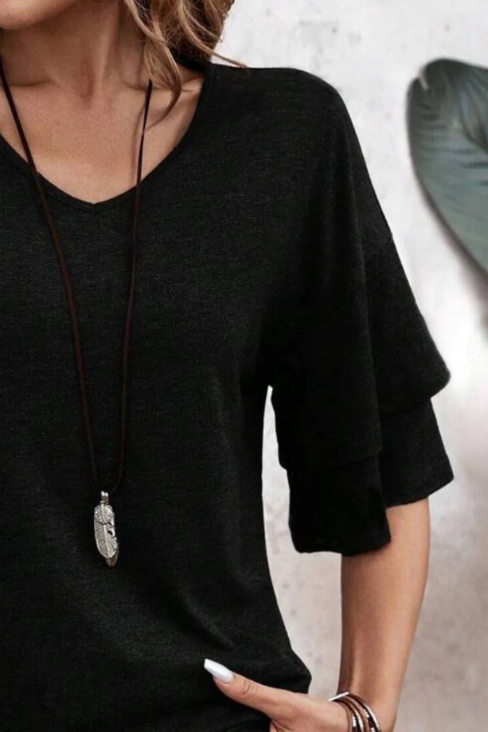 V-Neck Half Sleeve Blouse - Image 24