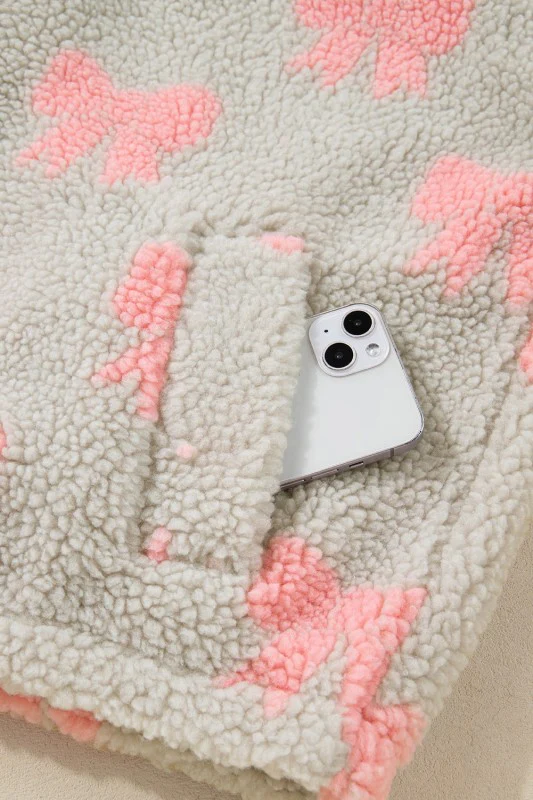 Valentine Bow Sherpa Quarter Zip Sweatshirt - Image 12