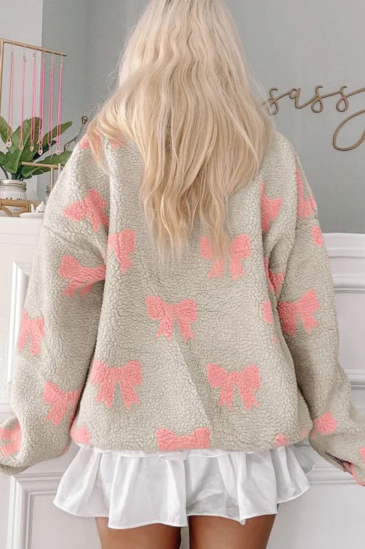 Valentine Bow Sherpa Quarter Zip Sweatshirt - Image 17
