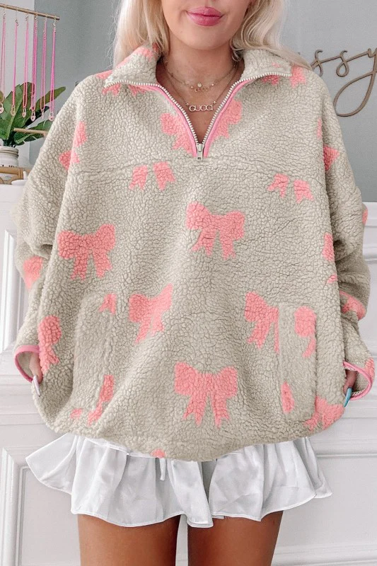 Valentine Bow Sherpa Quarter Zip Sweatshirt - Image 18