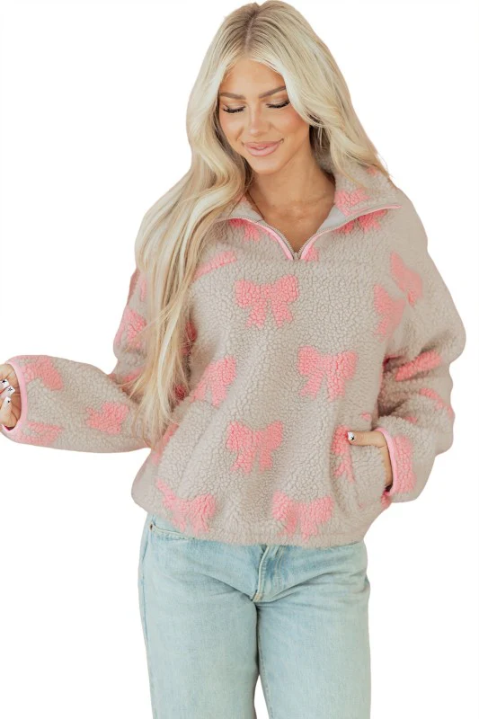 Valentine Bow Sherpa Quarter Zip Sweatshirt - Image 25