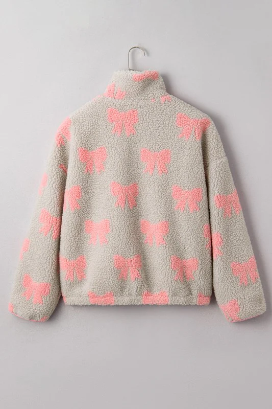Valentine Bow Sherpa Quarter Zip Sweatshirt - Image 3