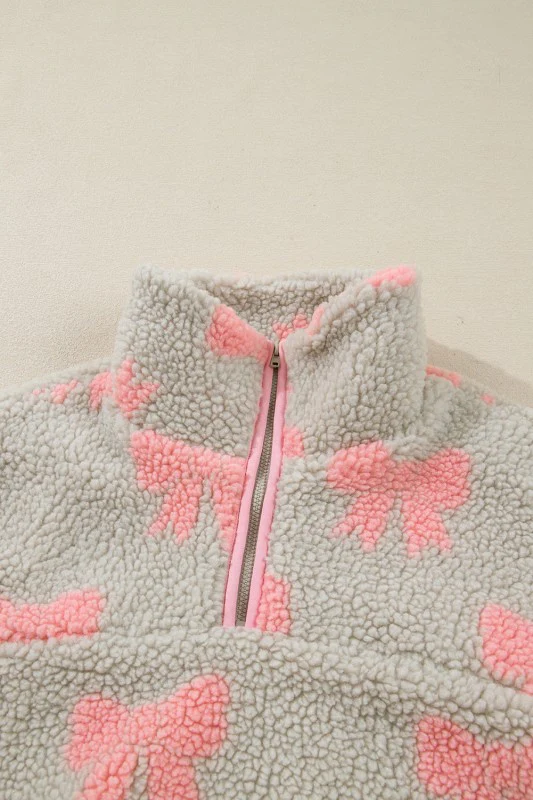 Valentine Bow Sherpa Quarter Zip Sweatshirt - Image 4